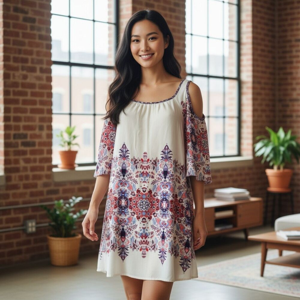 Anthropologie Fig and Flower / Cold Shoulder Peasant Blouse Top Shirt / Size Med